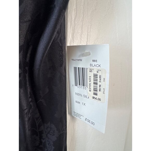 August Silk Black Floral Slip Dress Nightgown Nightie 100% Silk Size 1X NWT - Picture 4 of 8